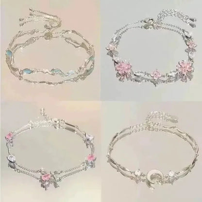 Women's Cherry Blossom Hand Jewelry with Pink Zircon - Smarsty