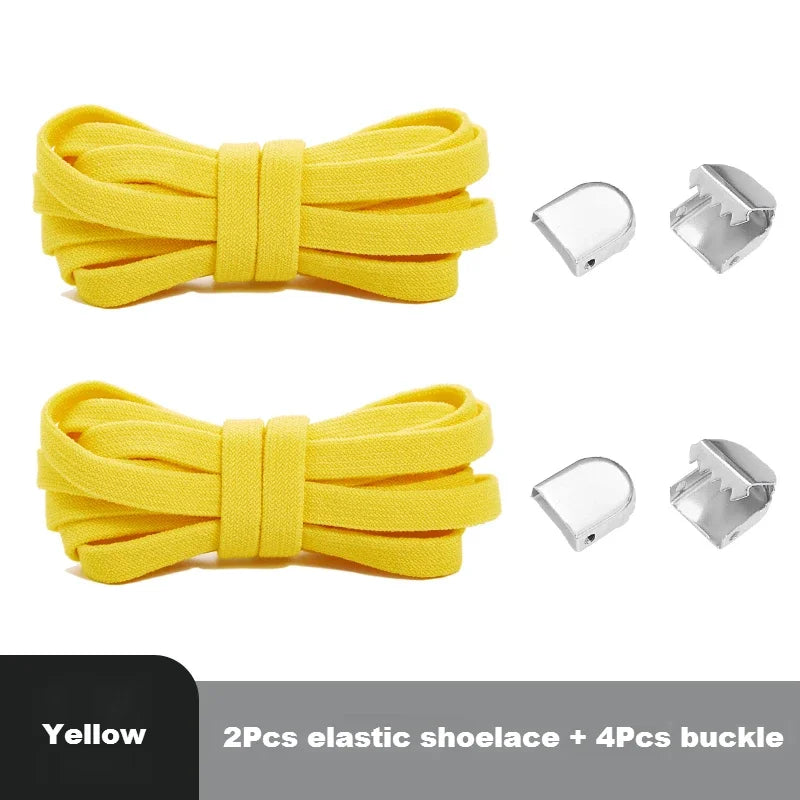Flat Elastic Shoe Laces Sneakers No Tie Shoelaces for Shoes Tennis Quick Shoelace Clips Without Ties Shoe Accessories Kids Adult - Smarsty