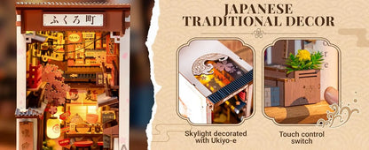 Robotime Sakura Wine Alley DIY Booknook with Lights DIY Miniature Dolls House Kit 3D Wooden Puzzle Bookend Bookshelf Decor Gift by Smarsty