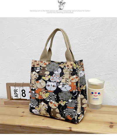 Chic Cat Pattern Top Handle Bag For Women Everyday Use - Smarsty