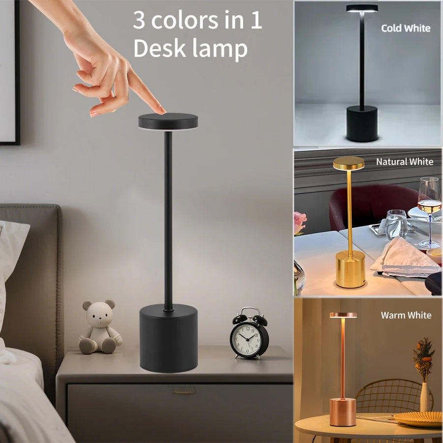 LED Touch Table Lamp Rechargeable Night Light for Ambiance - Smarsty