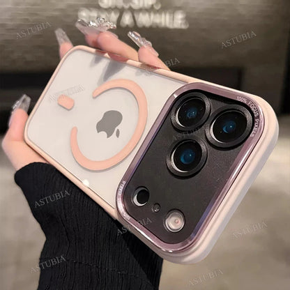 Luxury Magnetic Metal Lens Bumper Protection Case For iPhone 17 Air 16 15 Pro Max Plus Magsafe Acrylic Clear Cover by Smarsty