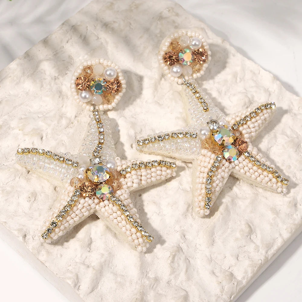 Handmade Bohemian Starfish Drop Earrings for Women - Smarsty