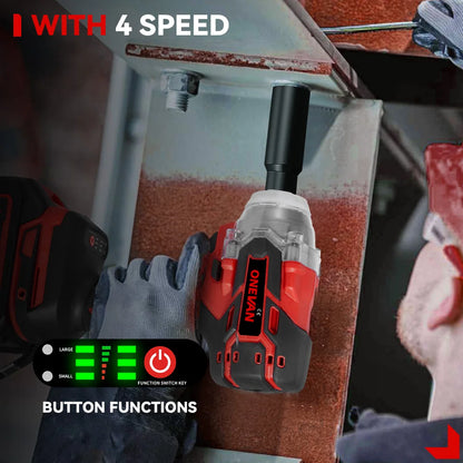 Onevan 520Nm Brushless Electric Impact Wrench with Dual Gears - Smarsty