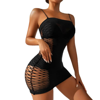 Sexy Sleeveless Bodycon Mini Dress Women Spaghetti Strap Party Nightclub Slim Evening Dresses Ladies Plus Size Hollow Clubwear - Smarsty