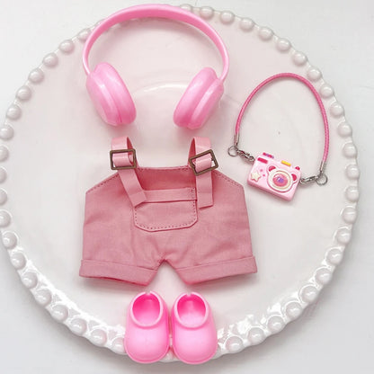 15/17Cm For Labubu Clothes Dolls Sitting Party 1St 2Nd 3Rd Headphones Overalls Shoes Set Apparel Accessories Lovely Outfit Gifts - Smarsty