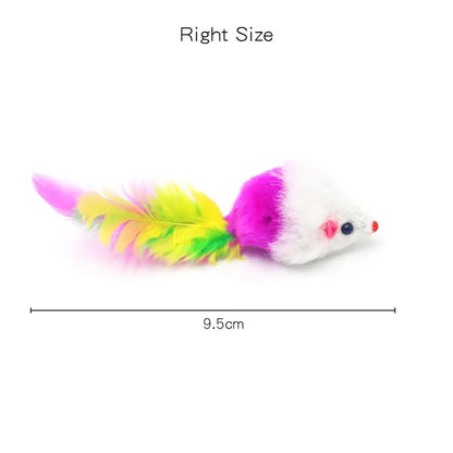 Rainbow Feather Mouse Toy for Cats with Rabbit Fur - Smarsty