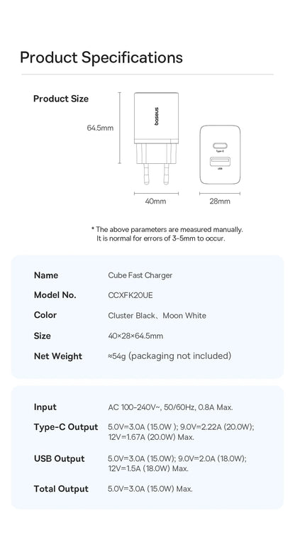 Compact 20W USB C PD Fast Charger For iPhone Android - Smarsty