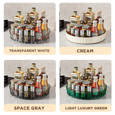Rotating Tray Spice Rack Pantry Cabinet Turntable With Base Storage Bin Kitchen Organizer For Seasoning Cosmetic Storage Box by Smarsty