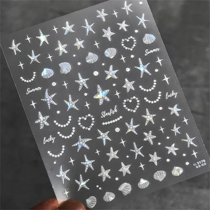 Summer Beach Nail Art Stickers with Ocean Designs - Smarsty