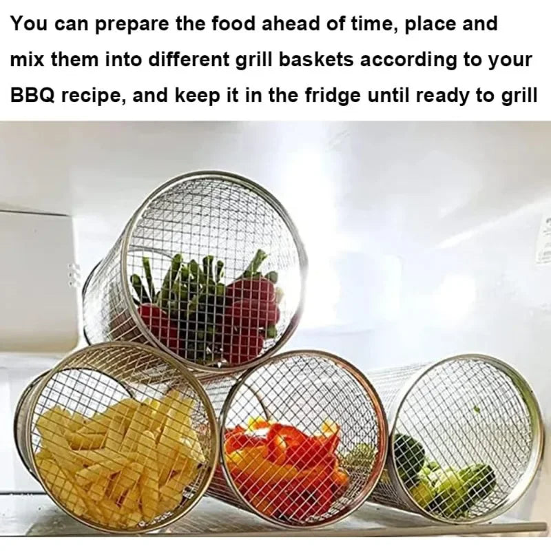 Rolling BBQ Grill Basket for Easy Outdoor Cooking - Smarsty