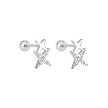 925 Silver Tragus Piercing Helix Studs Butterfly Heart - Smarsty