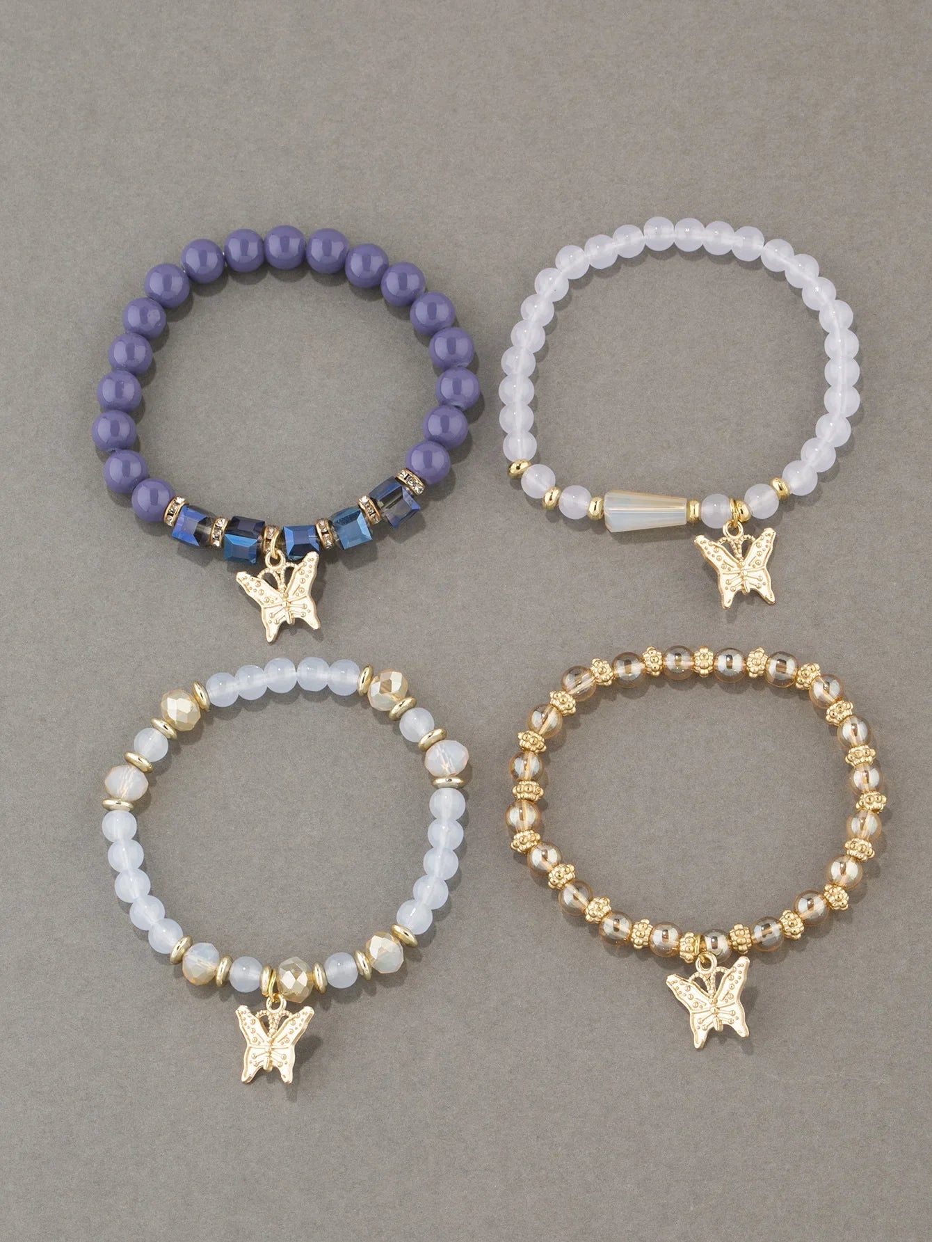 Trendy Butterfly Beaded Bracelet Set for Women - Smarsty