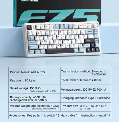 Gaming Mechanical Keyboard 75 Percent RGB Gasket Structure