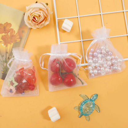 50pcs White Sheer Organza Jewelry Gift Bags - Smarsty