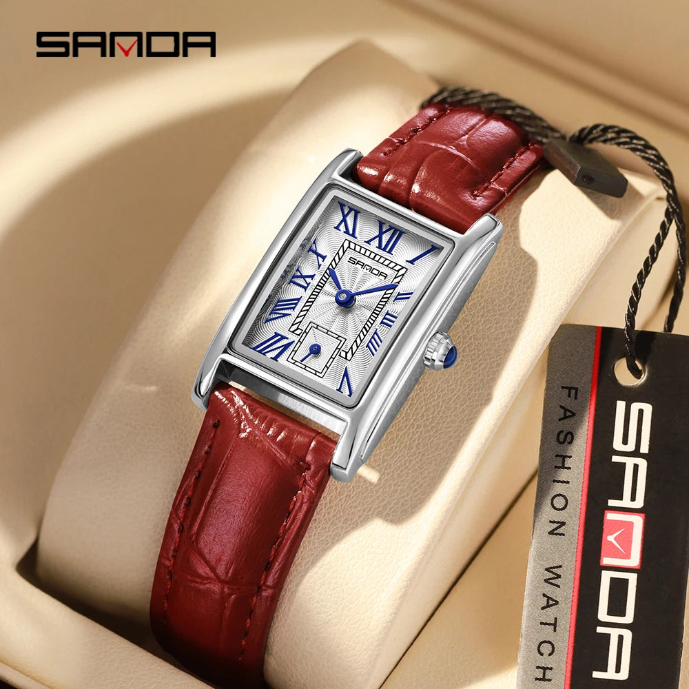 SANDA 1116 Women's Luxury Quartz Watch with Leather Strap - Smarsty