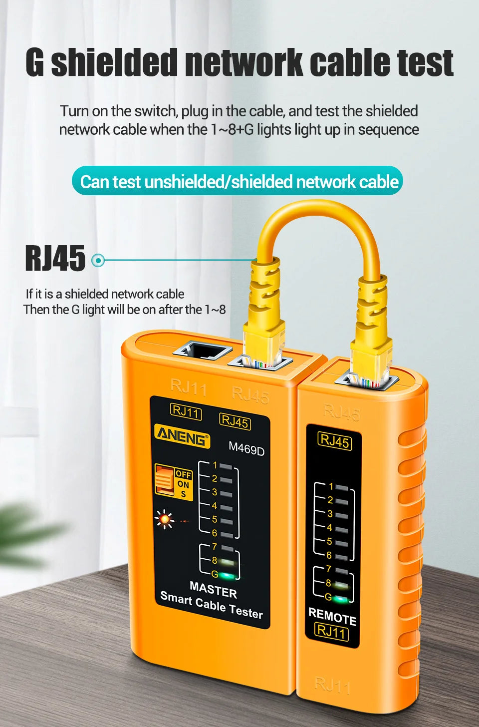 ANENG M469D Network Analyzer Tester for RJ45 and RJ11 - Smarsty