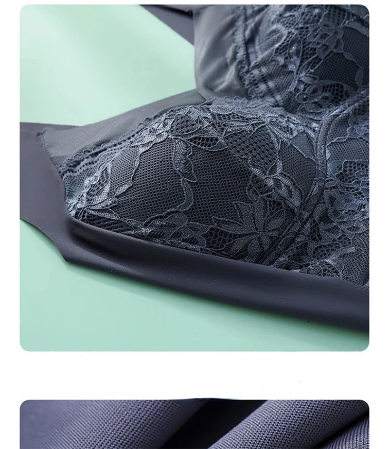 L-6L Women Large Bra Push Up Ice Silk Seamless upper Bralette Lace Wireless Summer Bras Plus Size Top Lingerie Underwear 15019 - Smarsty