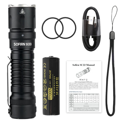Sofirn SC33 XHP70.3 HI LED Flashlight Tactical 5200lm Powerful 21700 USB C Rechargeable Torch with Tail E-switch Outdoor Light by Smarsty