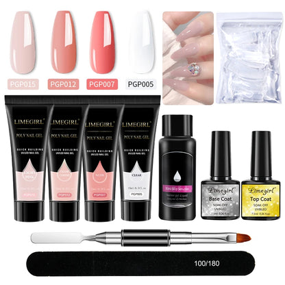 Nail Art Poly Gel Kit for Beginners with Soaking Solution - Smarsty