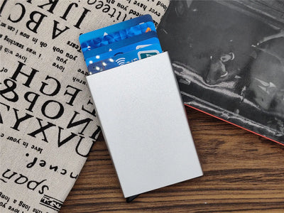 Anti RFID Smart Wallet Pouch ID Credit Card Holder Metal Thin Slim Men Aluminum Blocking Protected Wallet Small Bank Card Case - Smarsty