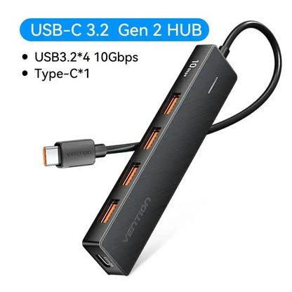 4 Port USB Hub USB 3 Gen 2 10Gbps LaptopCompatibleDevice