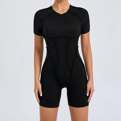 Short Jumpsuit Gym Clothes For Women Sportswear Fitness Overalls Backless Scrunch Booty Yoga Suit Sports Set Outfit - Smarsty