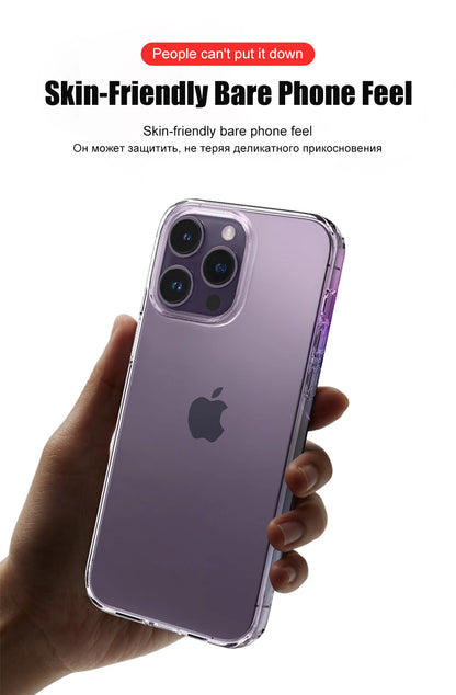 Luxury Clear Silicone Phone Case For iPhone 16 15 14 13 12 11 Pro Max XR X XS 7 8 Plus Shockproof Transparent Bumper Back Cover
