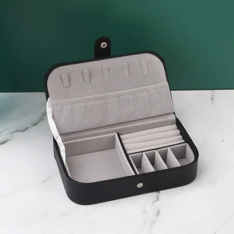 Portable Jewelry Organizer Case for Travel with Leather Storage - Smarsty