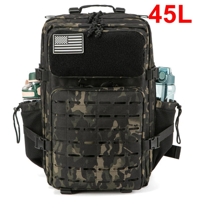 25L/45L Tactical Backpack for Men and Women Outdoor Survival Bug Out Bag Small School Rucksack Hking with Bottle Holder - Smarsty