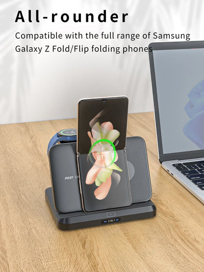 3 In 1 Wireless Charger Stand With Fast Charging Dock - Smarsty