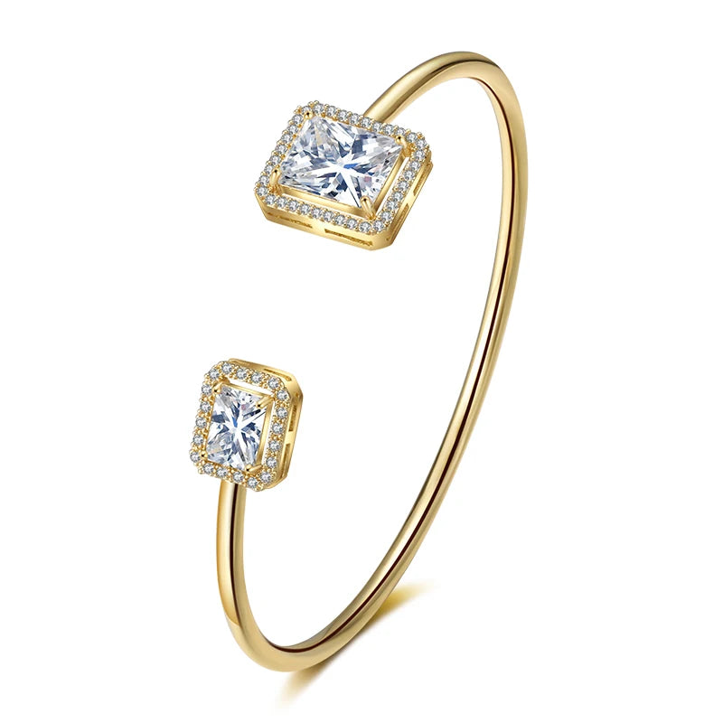 Luxury Gold Cuff Bangles with Cubic Zirconia for Women - Smarsty