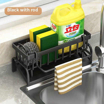 Kitchen Sink Draining Rack with Cleaning Cloth Storage - Smarsty