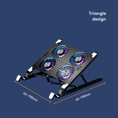 Laptop Cooling Pad with 2/4 Fans Foldable Notebook Stand RGB Silent Gaming Laptop Cooler Fan 7 Height for 11-17.3 Inch Notebook - Smarsty