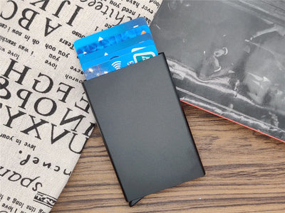 Anti RFID Smart Wallet Pouch ID Credit Card Holder Metal Thin Slim Men Aluminum Blocking Protected Wallet Small Bank Card Case - Smarsty
