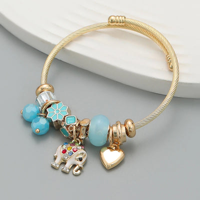 Fashion Stainless Steel Beaded Love Bracelet for Women - Smarsty