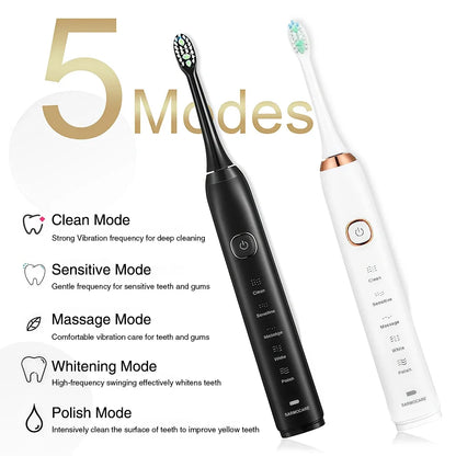 Rechargeable Electric Sonic Toothbrush with Travel Case - Smarsty