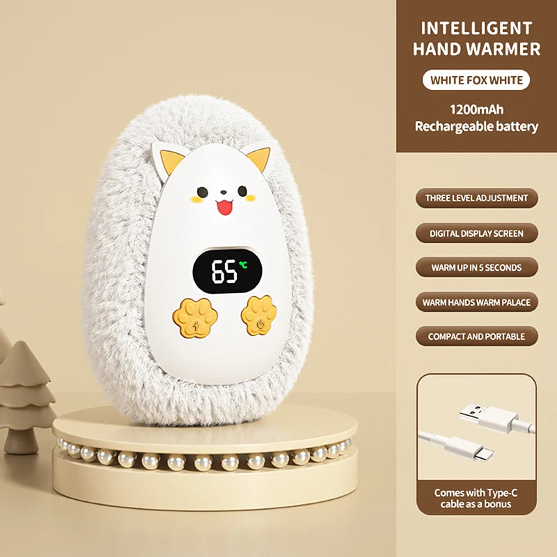 Plush Hand Warmer Winter Mini Portable Three-speed Adjustment Battery Life Long-lasting Smart Temperature Control Hand Warmer - Smarsty