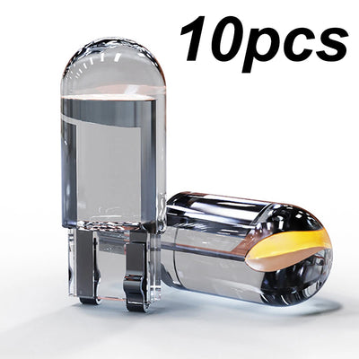 10X New W5W LED T10 Car Lights COB Glass Interior Parts Bulbs White ice blue Yellow Auto License Plate Lamp Dome Read Light 12V - Smarsty