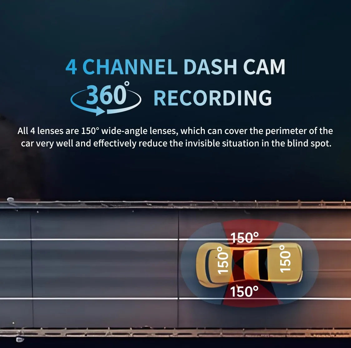 4 Channel GPS Dash Cam Front 4K Night Vision Parking - Smarsty