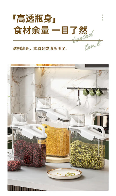 Moisture-Proof Storage Container for Grains Pet Food Snacks Transparent Sealed Food Storage Jar Kitchen Organizer for Dry Foods by Smarsty