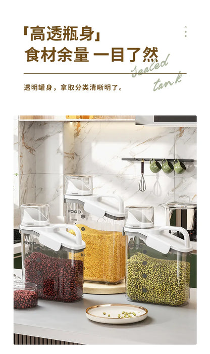 Moisture-Proof Storage Container for Grains Pet Food Snacks Transparent Sealed Food Storage Jar Kitchen Organizer for Dry Foods