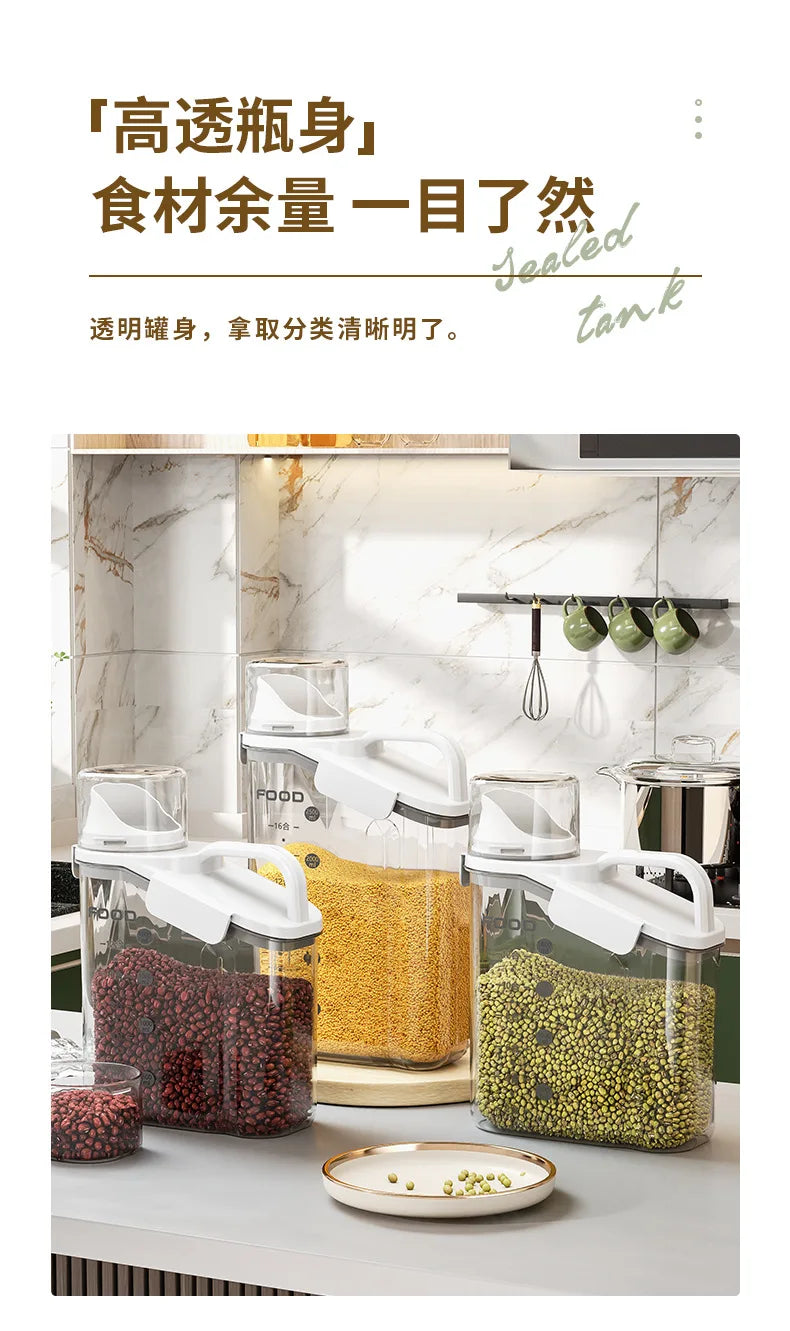 Moisture-Proof Storage Container for Grains Pet Food Snacks Transparent Sealed Food Storage Jar Kitchen Organizer for Dry Foods