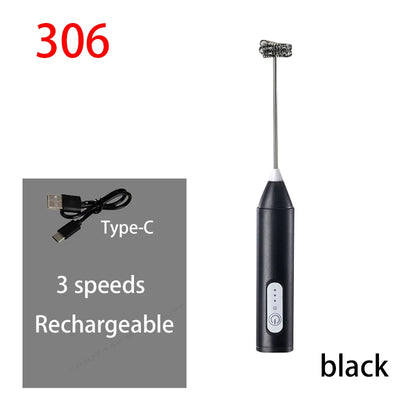 HOT  Electric Milk Frother + Egg Beater Wireless Type-C Charging 3 Speeds Mini Handheld Foam Maker Coffee Whisk Cooking Tools - Smarsty