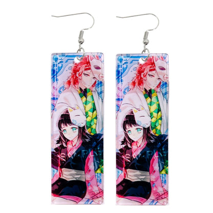 Acrylic Tanjiro Earrings for Women Anime Cosplay Jewelry - Smarsty