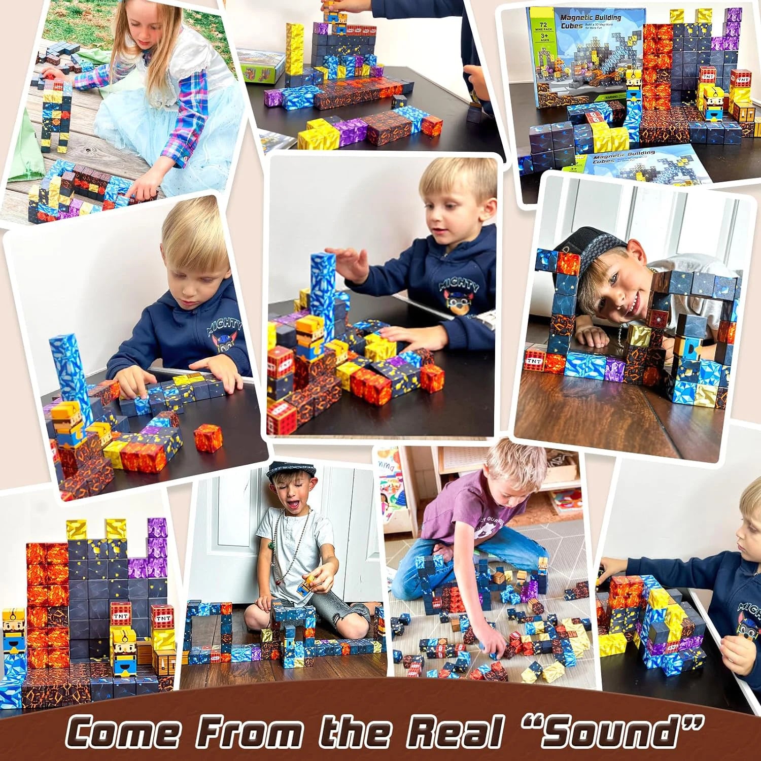 Magnetic Building Blocks Mine World Magnet Cube Set STEM Montessori Sensory Toy for Kids Boys Girls Ages 3+ DIY Model Children