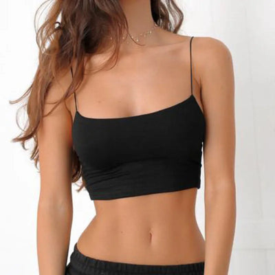 Sexy Tank Top Black Halter Crop Tops Women Summer Camis Backless Camisole Fashion Casual Tube Top Female Sleeveless Cropped Vest - Smarsty