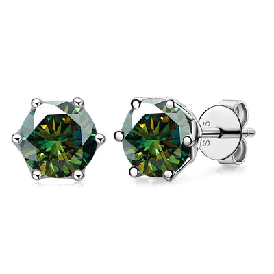 Moissanite Stud Earrings Sterling Silver VVS D Sparkle - Smarsty