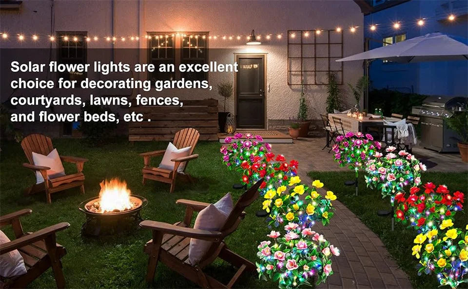 Waterproof LED Solar Azalea Flowers Lamp for Outdoor Decor - Smarsty