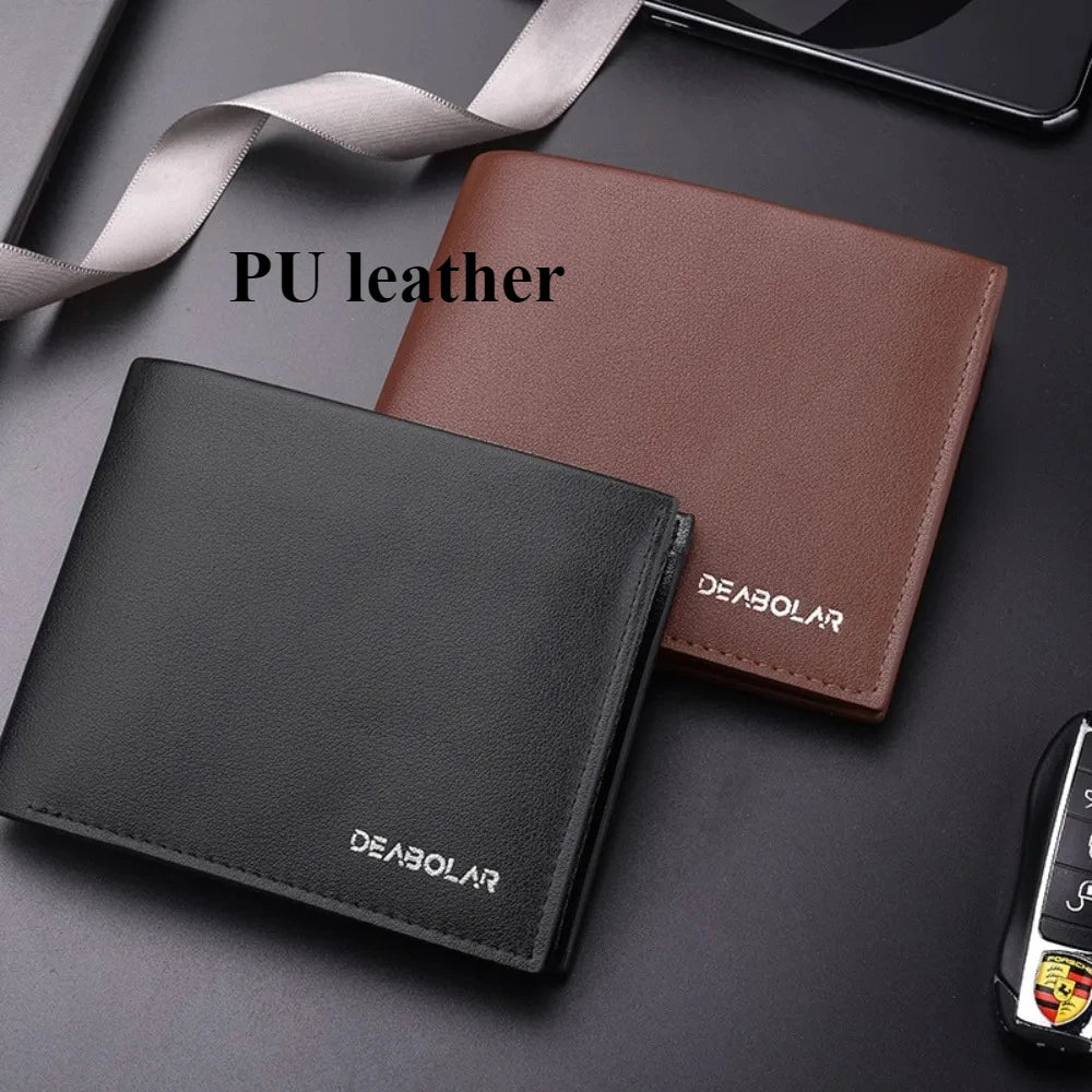 Genuine Leather Mens Wallet Premium Product Real Cowhide Wallets For Man Short Black Wallet Portefeuille Homme Short Purses - Smarsty